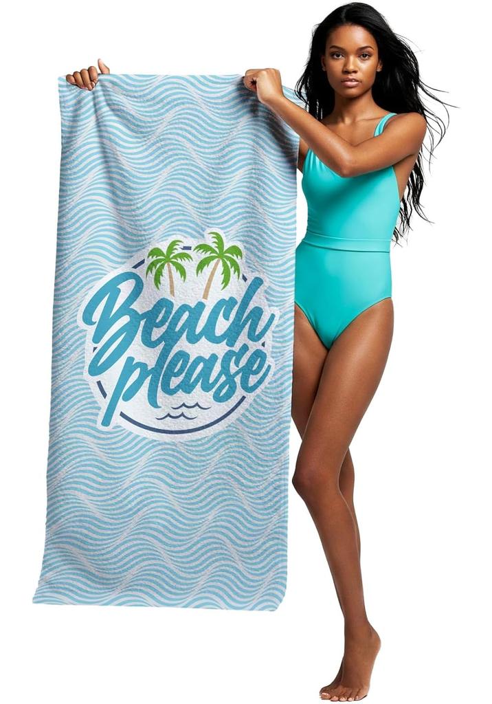 Funny Retro Beach Towel, Colorful Artistic Design Quick-Dry Sand-Free Bath Towel for Vacation, Cruise and Bachelorette