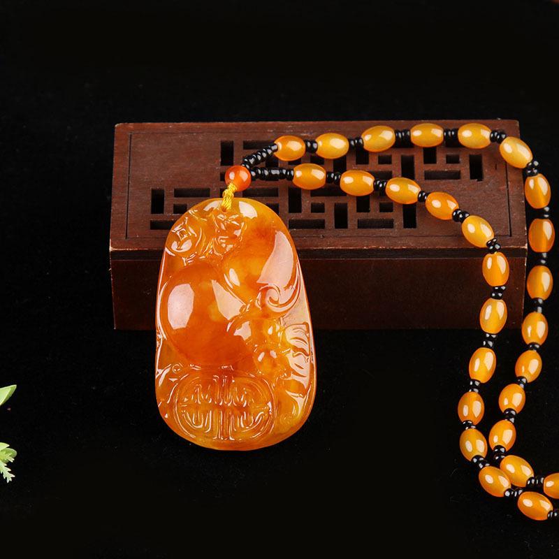 Vielseitige gelbe Bernstein Honigwachs Anhänger Halskette