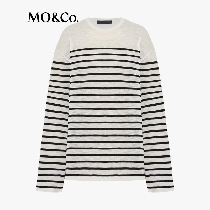 MO&Co. Women's Striped Lamb Wool Blend Knit Sweater