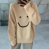 New Arrivals Open Run Women Loose Fit Smile Round Neck Long Sleeve Knitwear