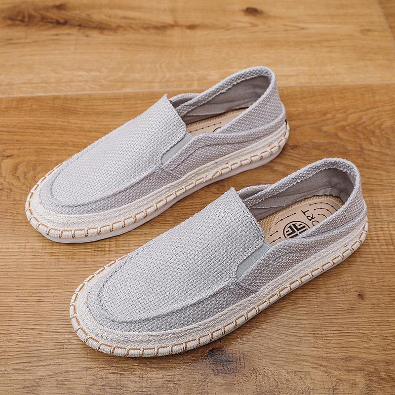 One-pedal men's casual lazy shoes flat-soled beanie shoes linen breathable fisherman shoes
