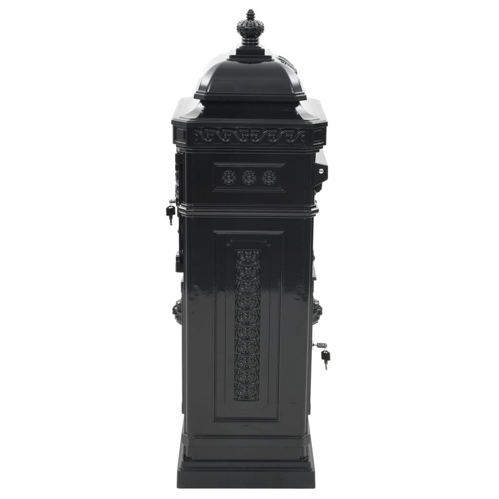 Aluminum Column Mailbox Vintage Style Rust Resistant Black