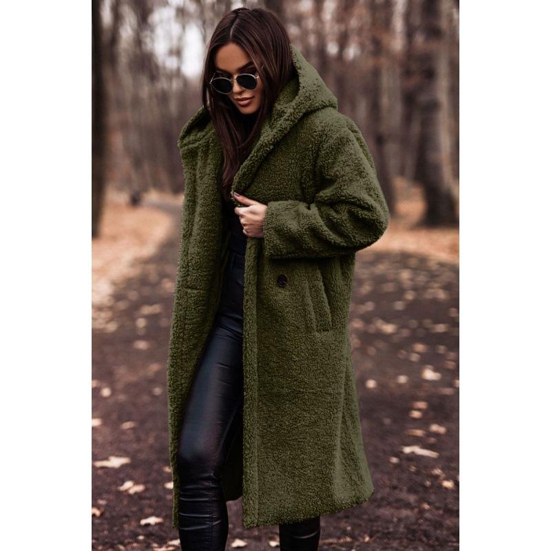 Autumn and Winter Fashion Long Solid Color Long Sleeve Stuffed Women's Coat