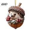 Elegant Holiday Decor Forest Animal Acorn Hanging Ornament, 2D Acrylic Flat Printed Tree Seasonal Ornaments for Christmas, Woodland Creature Pendant,