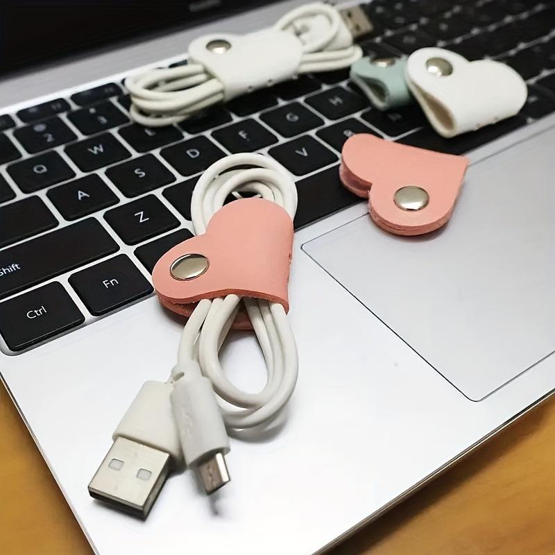 Leather Heart-shaped Cable and Earphone Organizer