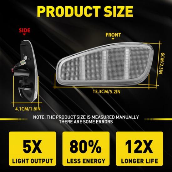 2x Amber LED Side Marker Lights Fender Lamps Clear For 2015- Jeep Renegade A