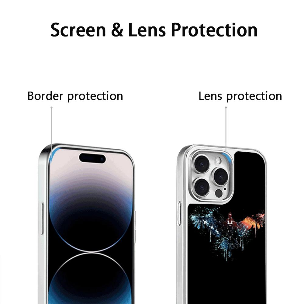 Spiel Horizon Zero Mode-Poster Handyhülle für iPhone 16 15 14 13 12 11 Pro Max Lammleder Silberrand Schutzhülle