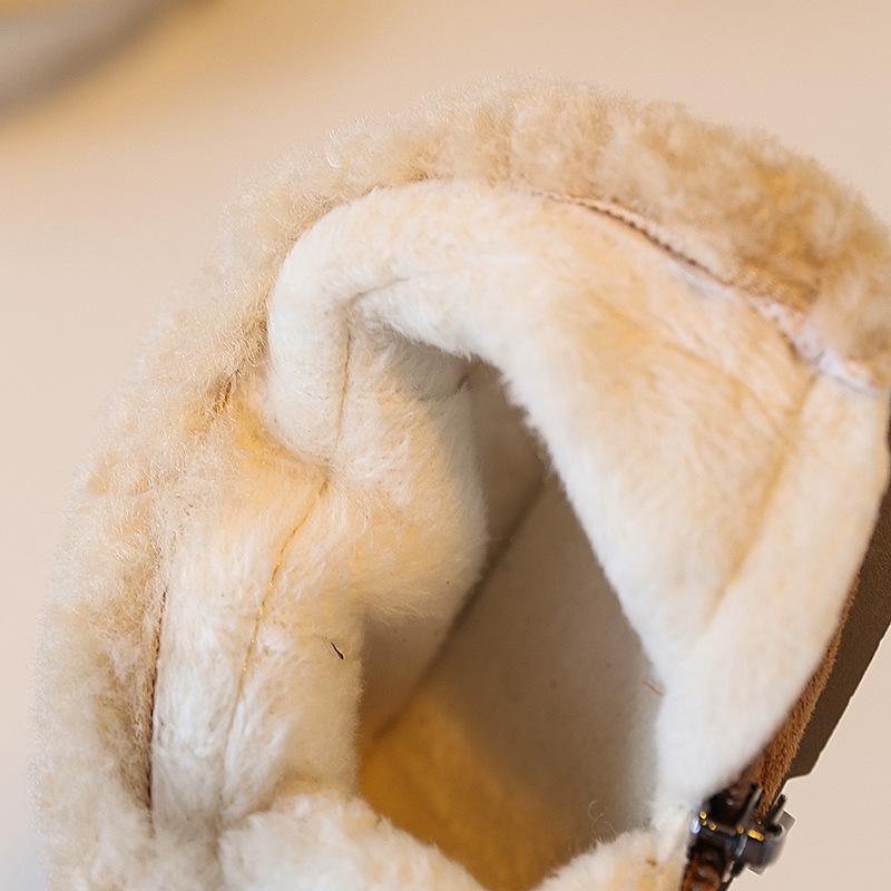 Modische Mädchen-Schneestiefel, Bequeme Neue Kinder Retro Pelzige Kurze Stiefel, Fleece-gefütterte Flache Winter-Baumwollschuhe