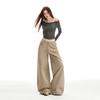 American khaki high-waisted jeans women's autumn new straight loose drape thin wide-leg floor pants