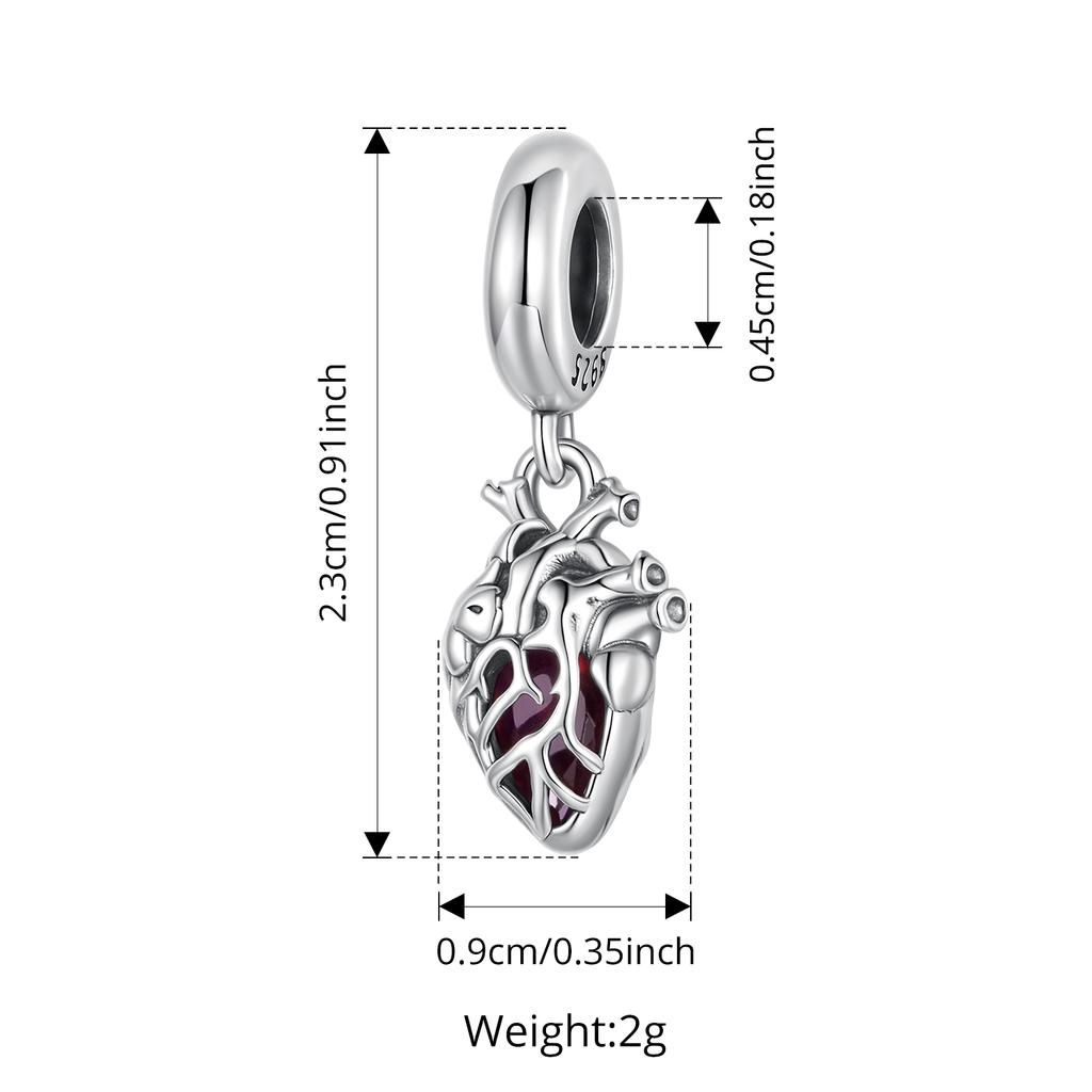 Bamoer 925 Silver Red Heart Skull Pendant Jesus Cross Beads for Women Bracelet Accessories DIY Religious Beliefs Gift