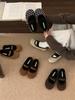 Flat-bottomed Velvet Birkenstocks Single Shoes Women's Autumn and Winter Outer Wear Retro Word Belt Mary Jane Love Fluffy Shoes Cotton Shoes