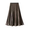Women's Pleated Midi Skirt Chiffon Elastic High Waist Long Skirts Swing A-Line Boho Flowy Skirts Outfits Casual Beach Ruffled Maxi Skirt for Women