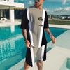 Striped T-shirt 2 piece men's Hawaii beach T-shirts suit summer