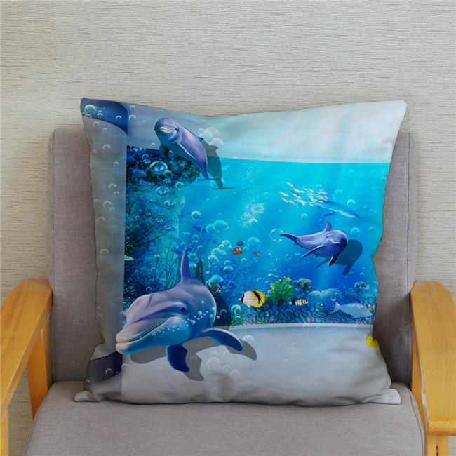 Poszewka na poduszkę Wzór delfinów oceanicznych Nadruk świata podwodnego Poduszka Dzieci Sofa Dekoracja domu