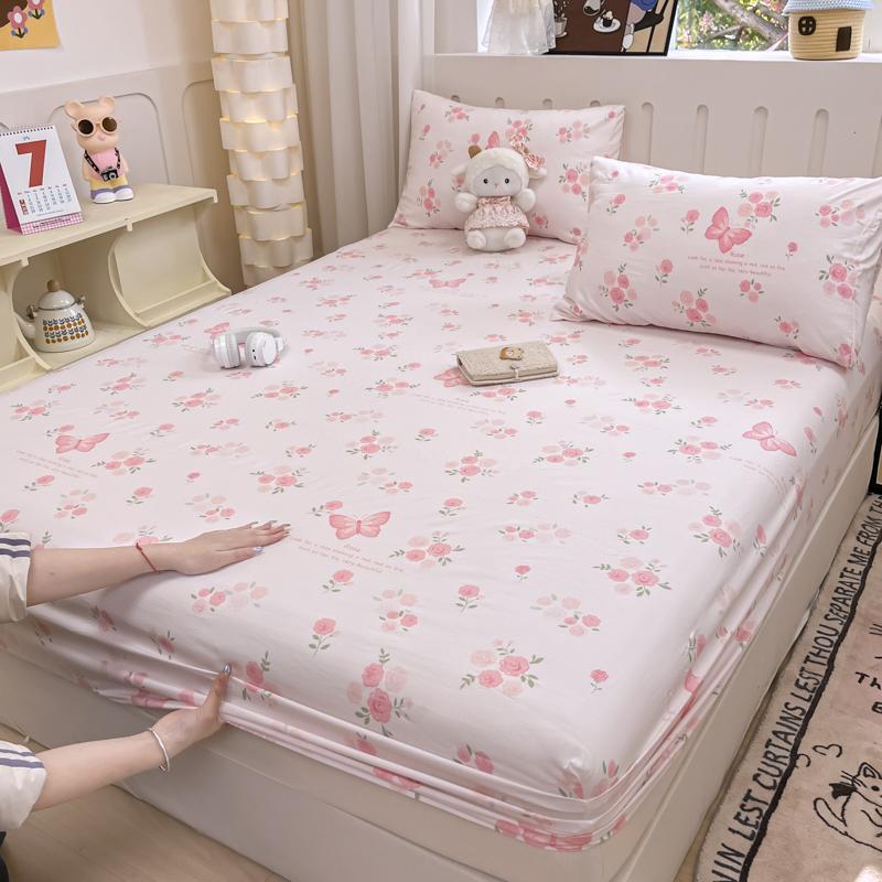 Cearșaf cu elastic ultra-moale, pre-spălat, cu motive florale, și fețe de pernă - se potrivește saltelelor de până la 25 cm, hipoalergenic, ușor de întreținut