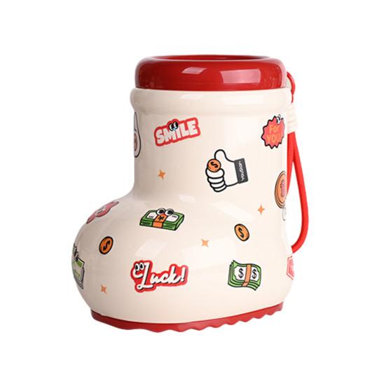 Cartoon Boot Piggy Bank Sticker Coin Toddlers Boys Girls Cash Container with DIY Money Saving Box