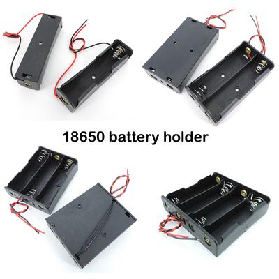 1/2/3/4 Slot Way 18650 Battery Storage Box Case DIY Batteries Clip 3.7v 1 2 3 4 Port  Holder Black Plastic Container  Lead 2Pin
