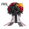 Gothic Artificial Bouquet Wedding Bouquets for Bride And Bridesmaid, Halloween Bouquet, Dead Branch Flower Black Rose Blooms Fake Centerpiece,