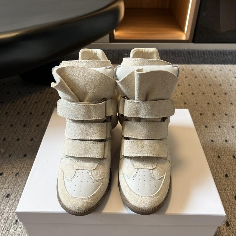 New Autumn and Winter Hidden Inner Heightening Versatile Velcro High-top Flat-soled Sports and Casual Shoes