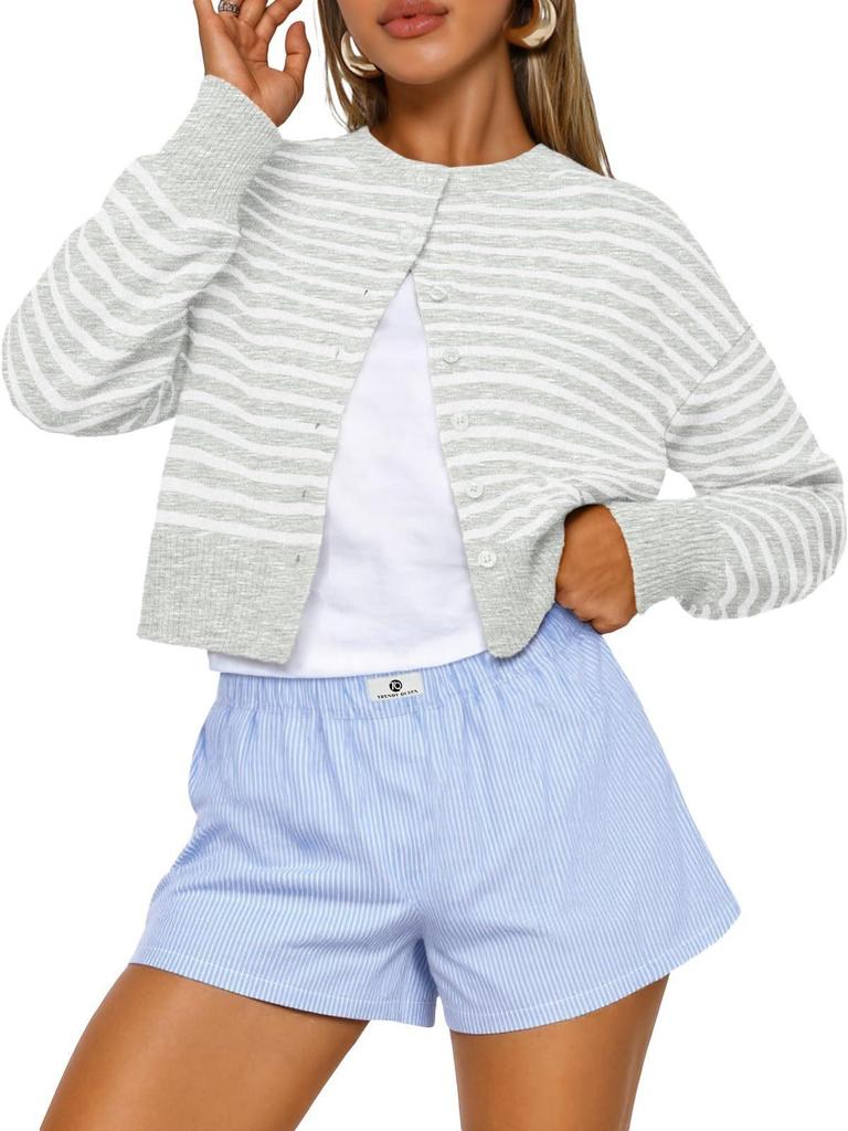 Cropped Cardigan Sweaters for Women Fall Fashion Clothes 2026 Lightweight Knit Button-Down, Versatile Layering Piece for Fall, Spring & Office Wear