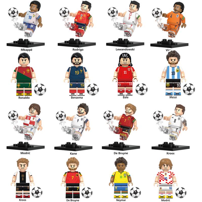 World Cup Football Star Athlete Building Block Doll Toy Children Assemble Model Bag Pyp