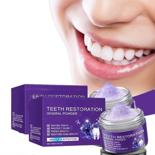Tooth Repair Mineral Powder, 50g Teeth Whitening Mineral Powder, Mineral Tooth Powder, Effective for Strengthening Teeth and Gums, Fresh Breath, 2 Pie
