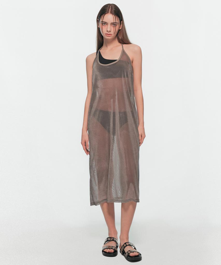 Yuum Velvet Mesh One-Piece Gray