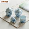 150ml Hand Drawn Blue Bamboo Gaiwan Aesthetic Tea Tureen Tea Bowl With Lid Kit Tea Maker Cover Bowl Cha Supplies Ornaments Gift