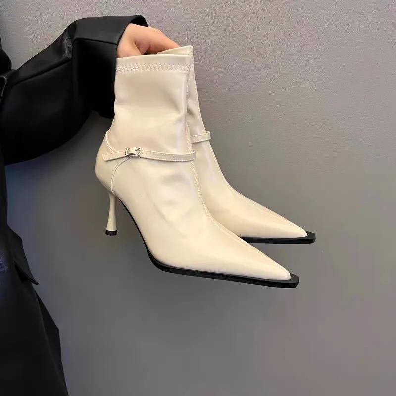 New Popular Luxury Spring Autumn Women Ankle Boots Ladies Pointed Toe Short Booties Elegant Thin High Heel Women's Boots