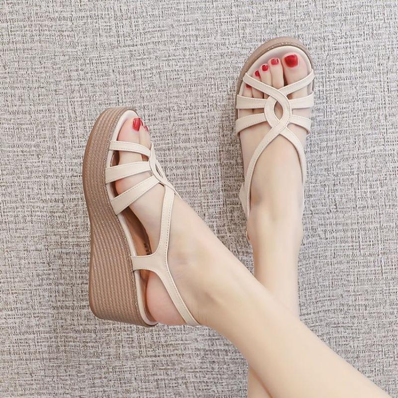 Pantofi noi versatili de damă cu toc pană și gură de pește, pantofi cu cataramă pe un umăr care cresc în înălțime