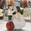Pai, filha e gato mãe e filho série de basquete estatueta ornamento presentes de Natal para família e amigos