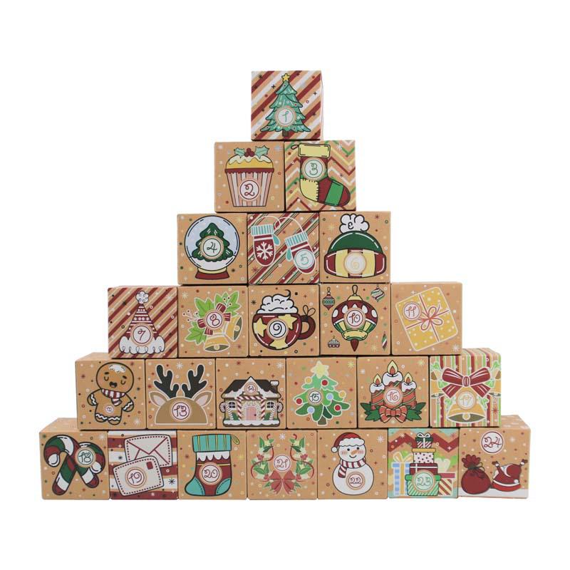 

Christmas Gift Kraft Candy Box 7cm Square - Advent Calendar 1-24 Packaging