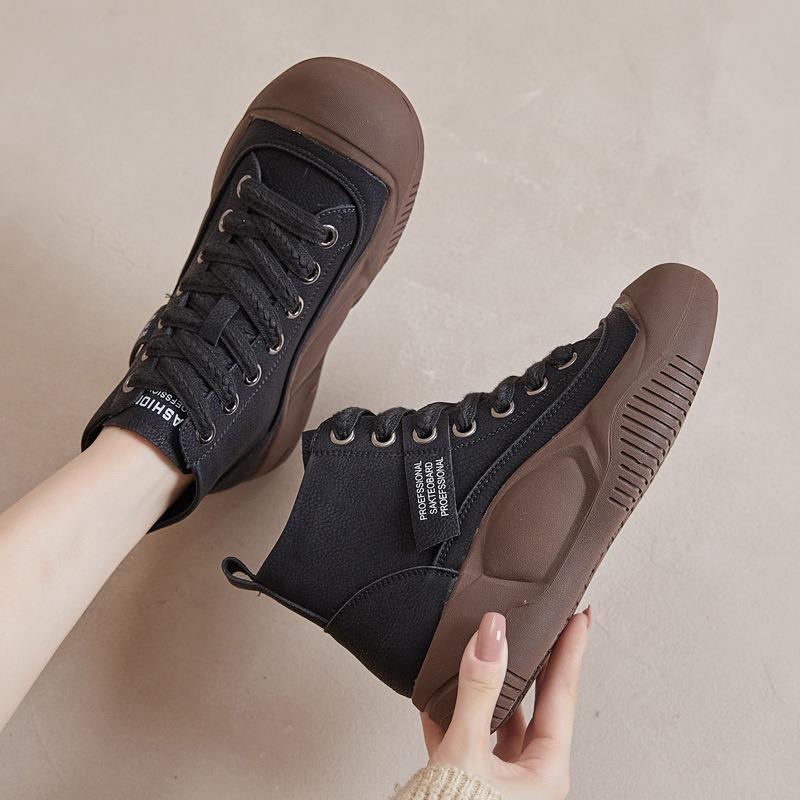 Genuine Leather Thick Bottom Short Boots Retro High-top Shoes Casual Single Boots