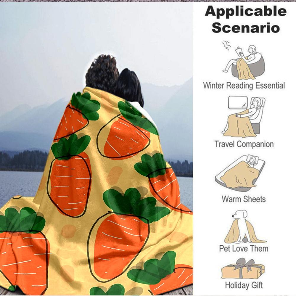 1pc Carrot Pattern Print Blanket   Lightweight Flannel Throw Blanket For Sofa, Bed, Living Room, Office, Outdoor Travel, Camping
