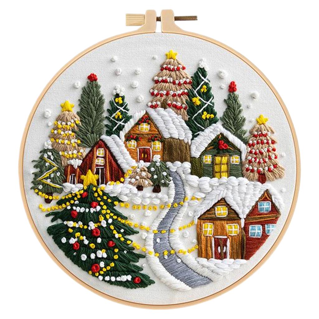 Cross Stitch Needlepoint Kit with Needle Thread Instructions Christmas Series Craft Needlework Multi-Purpose for Adults Beginner