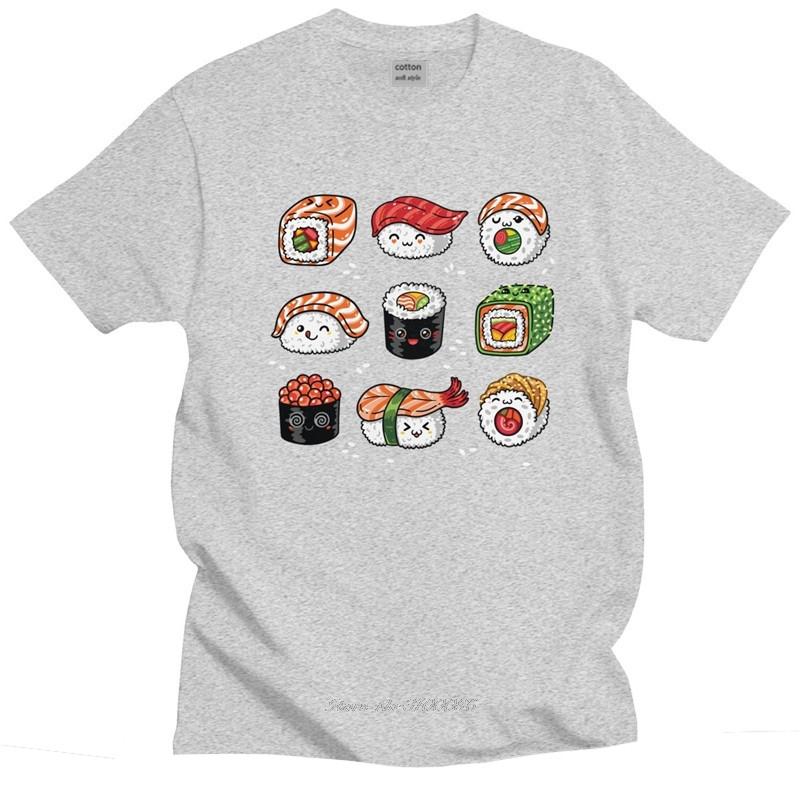 

Kawaii Japan Sushi T Shirt Unisex Soft Cotton Handsome Tshirt Short Sleeved Cartoon Tshirt Anime Unisexga Tee Tops Loose Fit Clothing S