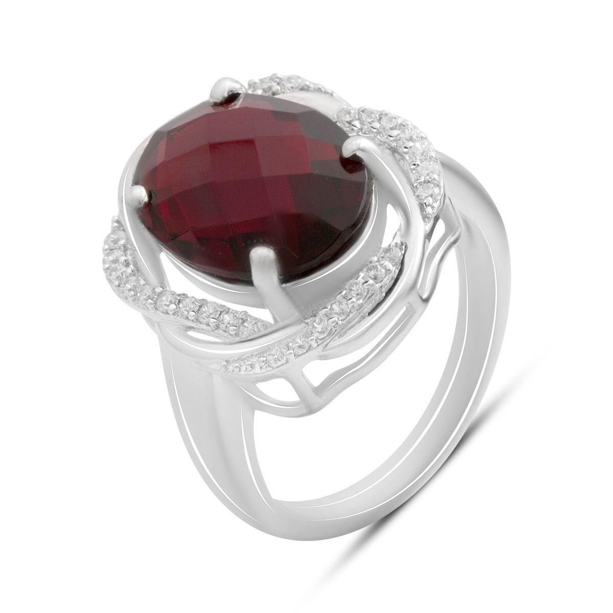 

Silver ring with artificial garnet nano 4.925ct, cubic zirconias, item weight 5.71 g (60002303) 17.5 темні цукерки apple червоний колір