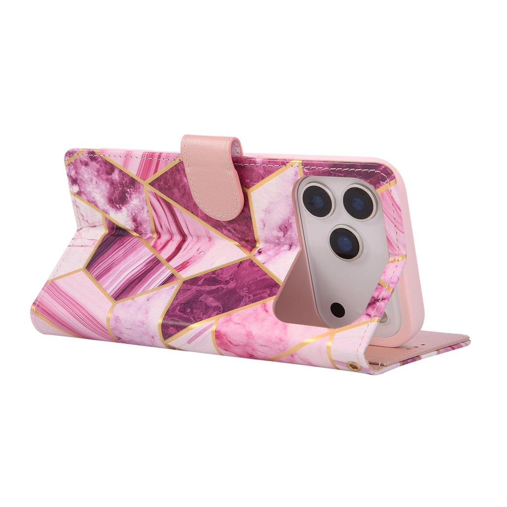 Apple 17Pro/16E Marble Patchwork Leather Case with Card Slot for iPhone Air