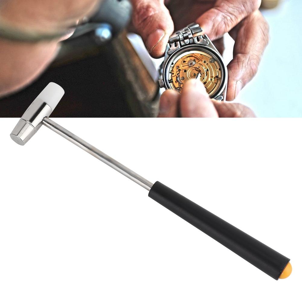 Tragbarer Mini-Metalldoppelkopf-Schmuckuhr-Reparaturhammer DIY-Reparaturwerkzeug (#B)
