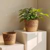 1Pc Straw Weaving Flower Plant Pot Wicker Basket Rattan Flowerpot Storage Basket Garden Flowerpot Handmade Woven Planter Basket