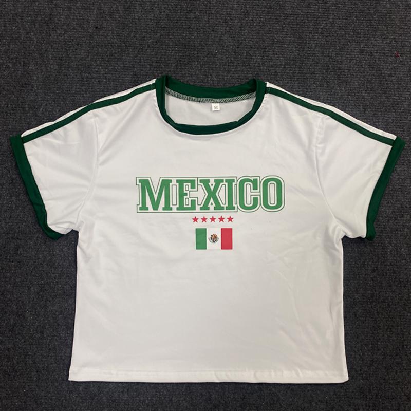 

Европейская и американская летняя футболка с принтом букв, открывающая живот, сексуальная, с круглым вырезом, пуловер S белый