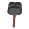Egg Frying Pan 3 Section Stick Proof Flat Bottom Breakfast Cooking Pan with Heat Resistant Handle for Steak Omelette Black