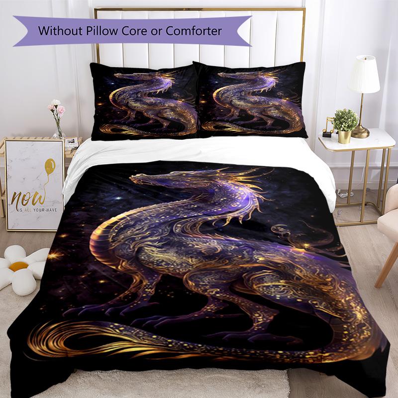 Dragon Bedding Set Breathable Duvet Cover with Pillowcases Decorative Bed Linen for Bedroom Home Decoration Birthday Gift