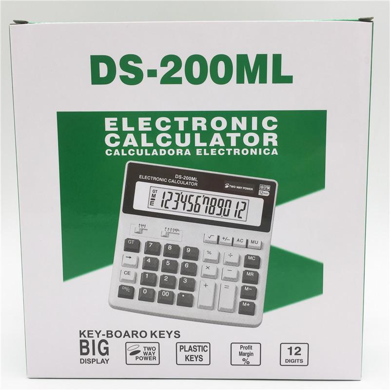 Solar Calculator Dual Power Supply DS-200ML 12 Digits Electronic Calculator Office Supplies For Office School Accounting Tools