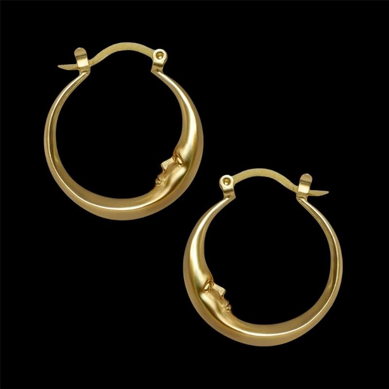 Alloy Elliptical Circle Earrings Edgy and Mysterious Moon Ear Studs Halloween Fashion Ear Adorment for Men Women