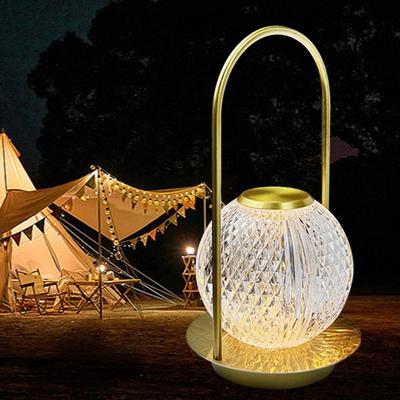 Modern Nordic Metal Table Lamp Touch Control Dimmable Crystal Desk Lamp Romantic 3 Light Colors Portable Night Light Bar Counter