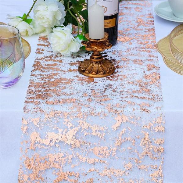 Table Runner Roll, Glitter Gold Foil Mesh Table Runner Decorative Dining Table Centerpiece for Party, Wedding, Baby Shower, Christmas