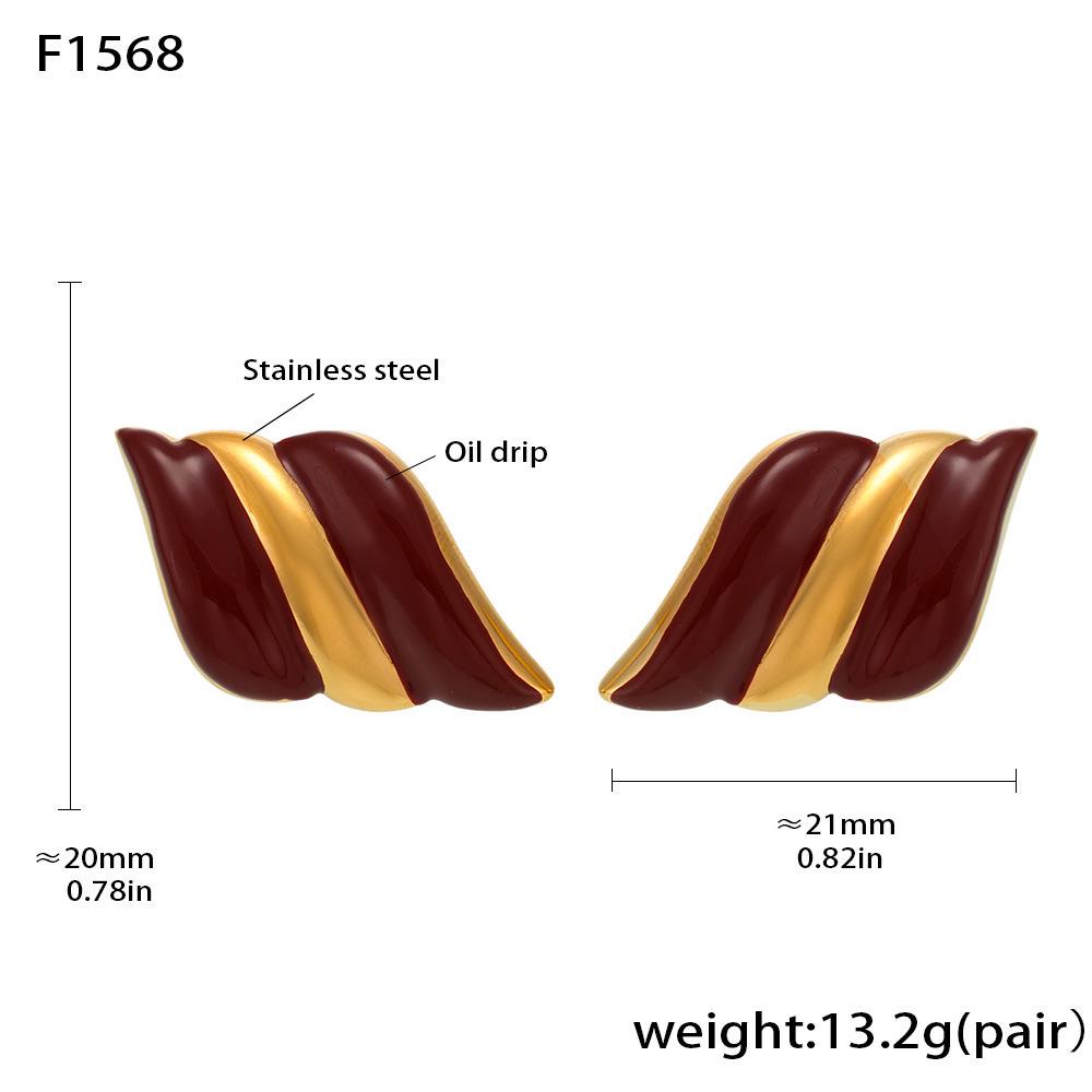 Qiong Yao Fashionable 18K Gold-Plated Stainless Steel Glaze Wing Earrings