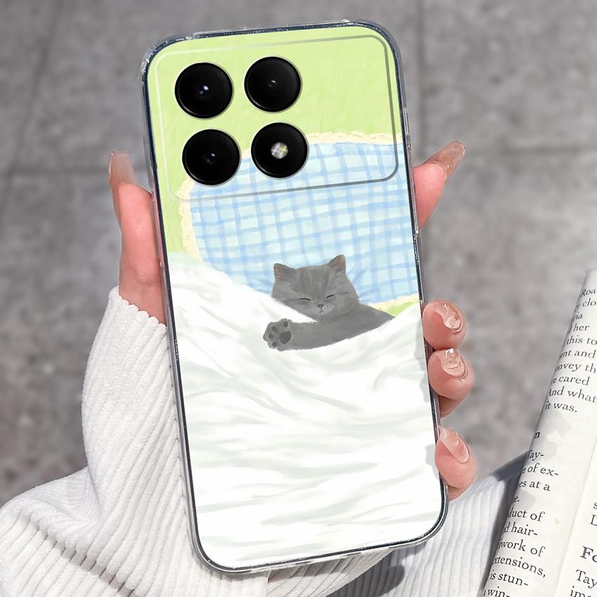 Case For Redmi K70e K60e K80 K70 K60 K50 K40 K30 K20 Pro K30i Cute Cartoon Piggy Pattern Phone Cover Transparent TPU Anti Fall Shell For Redmi Housing