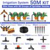 50-5m 1/4" Garden Drip Micro Irrigation 8-hole Adjustable Drippers with Stake 4/7mm Adapter PVC Tubing Automatic Watering System
